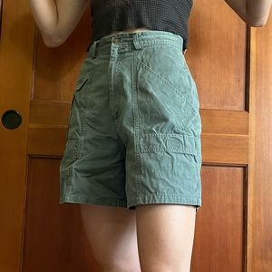 Vintage Green Columbia High-waisted Hiking Shorts